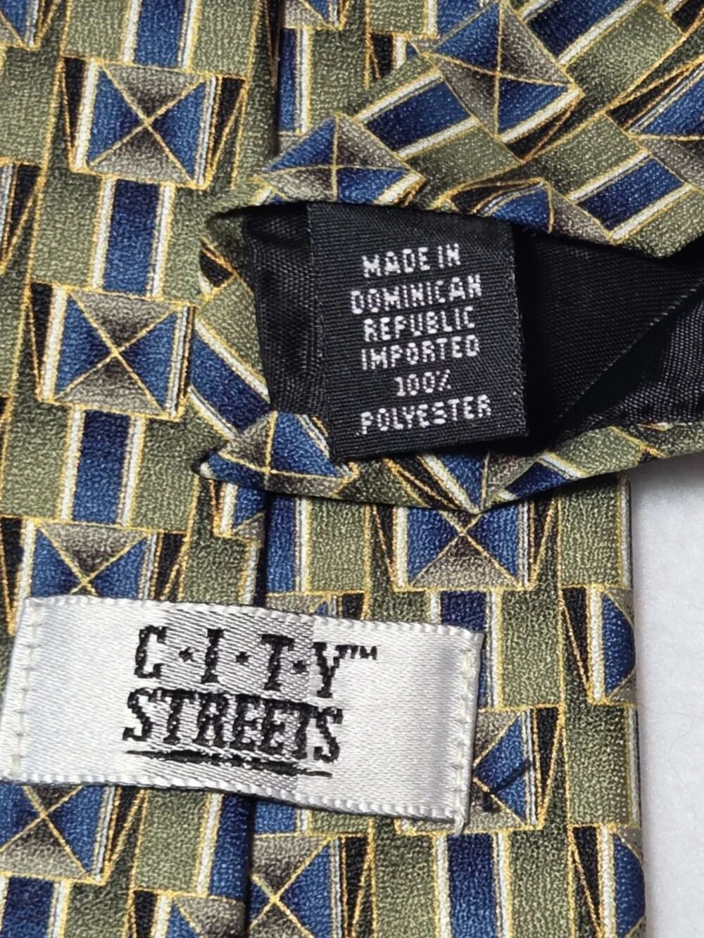 City Streets Tie 3-D Square Blue & Multi-Color Geometric Pattern 3